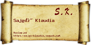 Sajgó Klaudia névjegykártya